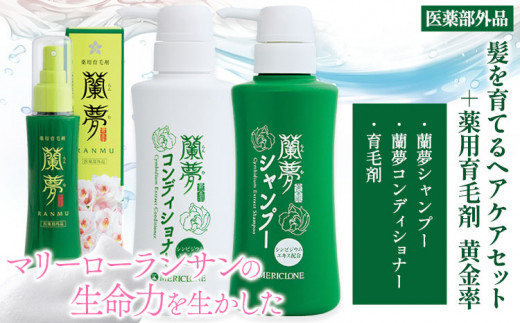 蘭夢 シャンプー コンディショナー 育毛剤 計3本 《30日以内に出荷予定(土日祝除く)》株式会社 河野メリクロン 蘭 ラン 洋ラン 男性用 女性用 生え際 スカルプ 発毛促進 養毛 薄毛 シャンプー コンディショナー 送料無料 徳島県 美馬市 st-p