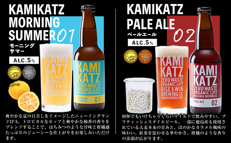 KAMIKATZBEER ブリュワーズセレクト 4本 グラス コースター セット RISE＆WIN 《30日以内に出荷予定(土日祝除く)》 ｜ クラフトビール ビール 上勝ビール カミカツビール 酒 お酒 種飲み比べ プレゼント ギフト 記念日 パーティー 株式会社スペック 徳島県 上勝町 送料無料 