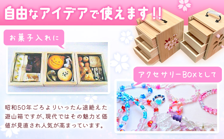 遊山箱 (小) 桜切り抜き 上勝町産ヒノキ ニス塗装 我楽多工房 《60日以内に出荷予定(土日祝除く)》 伝統工芸 お菓子入れ アクセサリーボックス 和風 木製 天然木 工芸品 木 雑貨 プレゼント 徳島県 上勝町 送料無料st-p