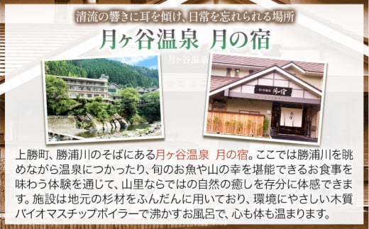 月ヶ谷温泉 ふるさと御膳(杉コース) ＆ 入浴 ペアチケット 1組2名様 《30日以内に出荷予定(土日祝除く)》｜ 旅行 体験 ツーリング 山ツーリング 徳島県 上勝町 月ヶ谷温泉 月の宿 旅館 日帰り 食事 入浴 ペアチケット 2名 檜風呂 岩風呂 食事付 キャンプ