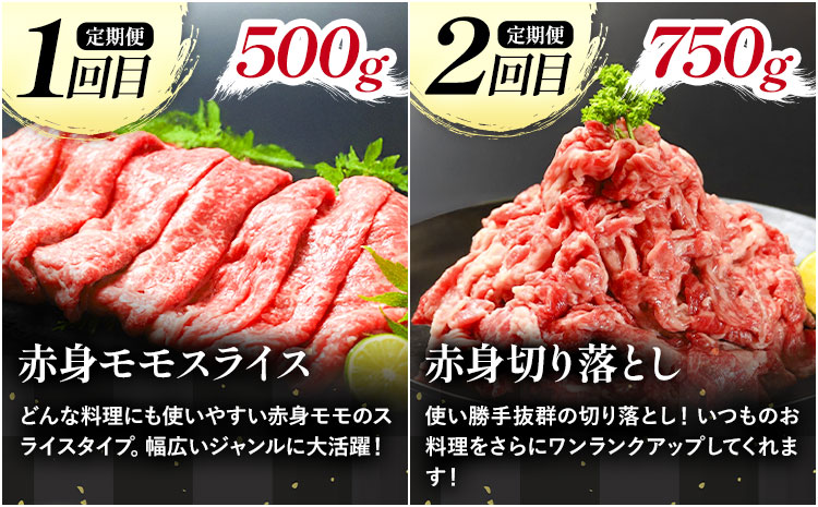 【年間10頭！】《定期便》全4回お届け！大川原高原牛　赤身(スライス・切り落とし・焼肉・しゃぶしゃぶ 各500gずつ) 株式会社肉の藤原 《お申込み月の翌月から出荷開始》牛肉 定期便 月1回 徳島県 佐那河内村５ s-22