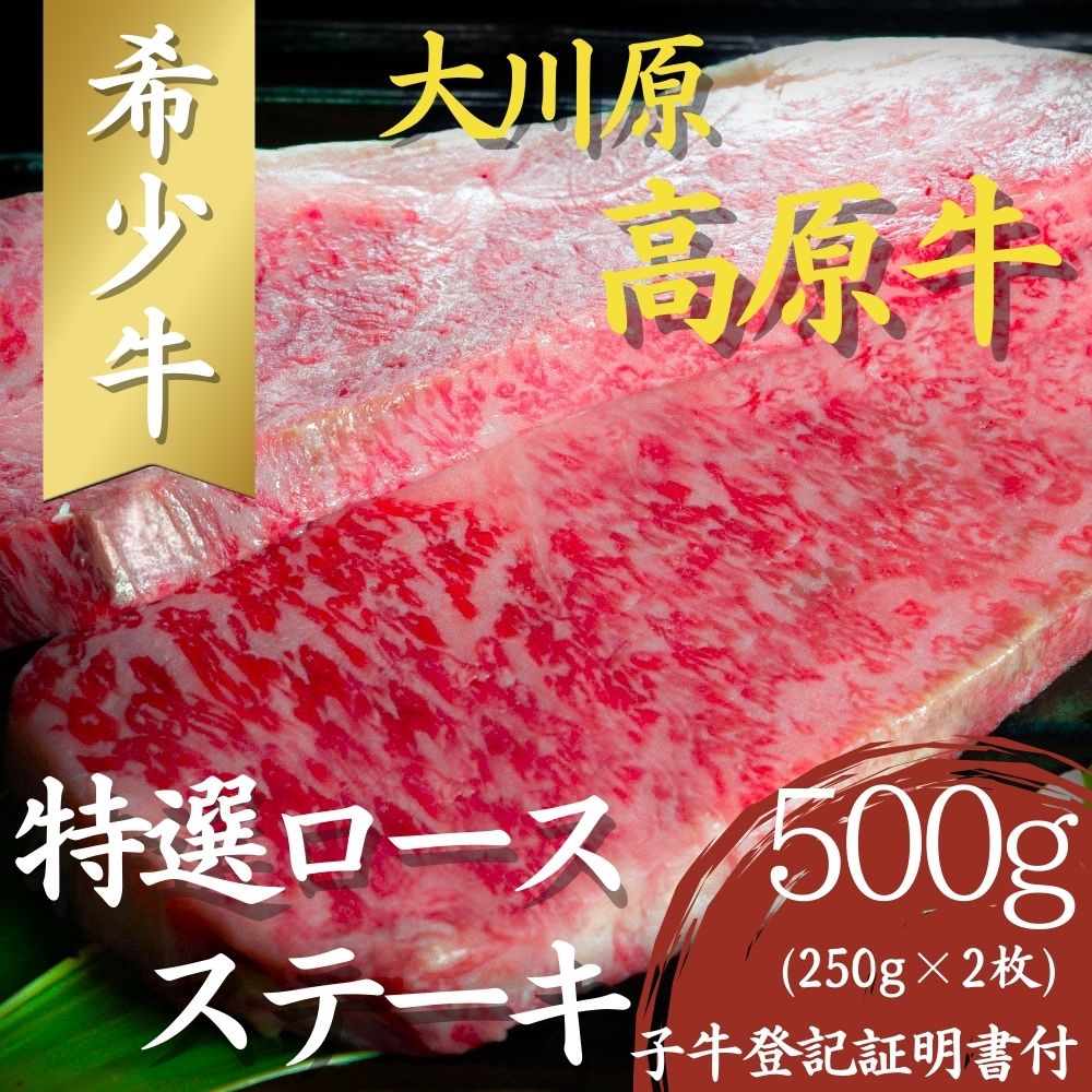 大川原高原牛　特選ロースステーキ500g(250g×2枚)　