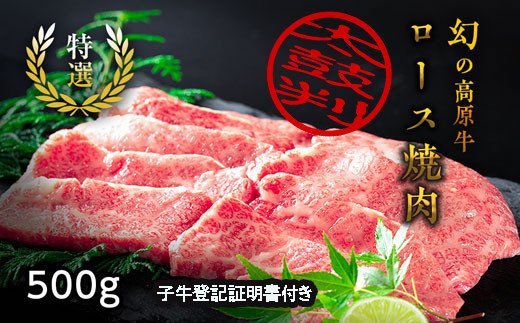 「大川原高原牛」特選ロース焼肉　500g　