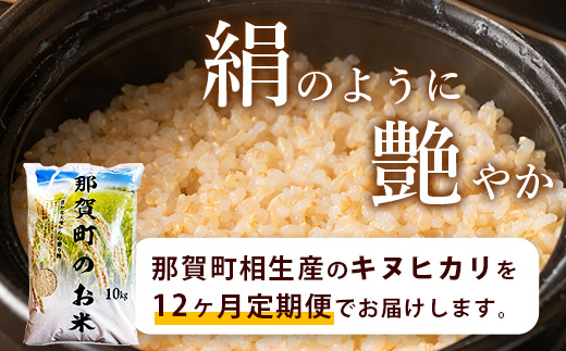 定期便12回　那賀町のお米(玄米)　キヌヒカリ　定期便