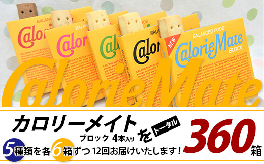 【12回定期便：合計360箱】 カロリーメイト ブロック 4本入り 5種類 各6箱 計30箱 【大塚製薬 定期便 チョコ バニラ メープル チーズ フルーツ 5大栄養素 徳島県 那賀町 非常食 常備食 災害 新生活 備蓄 長期保存 栄養食 定期便】MS-1-12