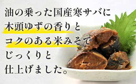 【定期便3回】国産寒さば 木頭ゆずみそ煮 5缶セット×3回 計15缶【OM-119】