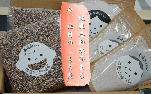 美波町産もち麦セット（もち麦500g×2、はったい粉200ｇ×2、もち麦粉500ｇ×1）