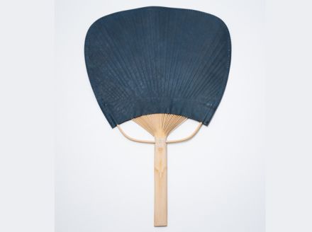 【藍染】ジャパンブルーのleather fan（革のうちわ）