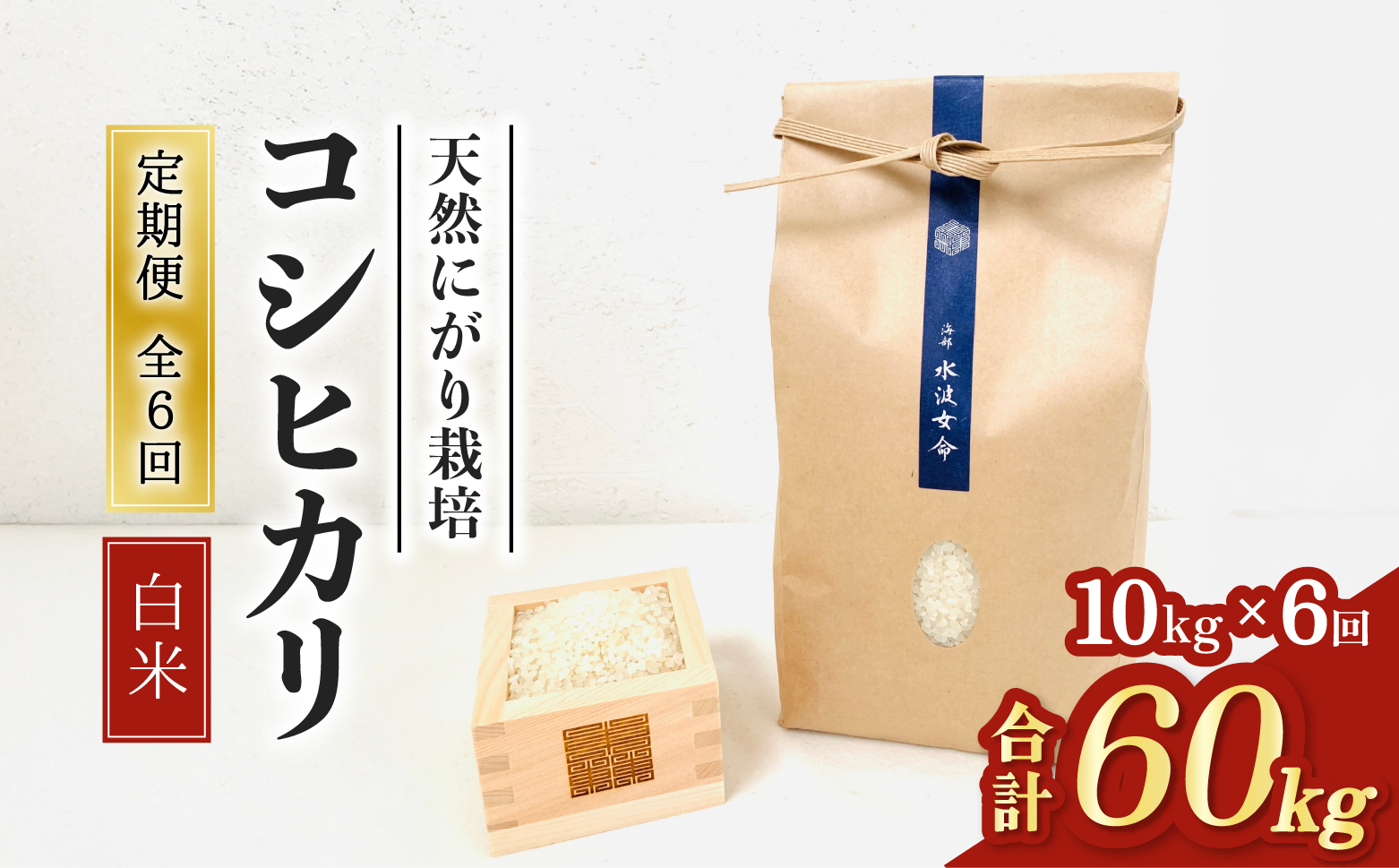 【先行予約】コシヒカリ白米 【定期便】10kg×６回 60kg 令和8年産 天然にがり栽培 こしひかり【2026年10月以降順次発送】