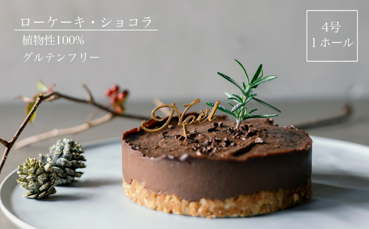 クリスマスケーキ ローケーキ ショコラ 2024 ホール 冷凍 直径 12cm 4号 手作り グルテンフリー チョコレート クリスマスピック付