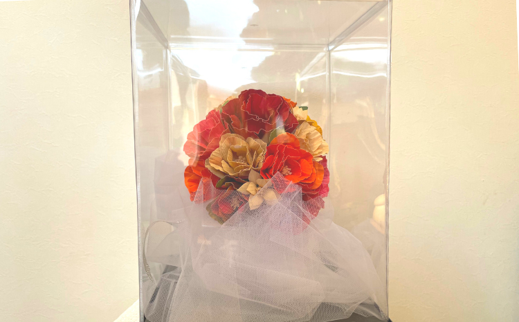 インテリア 癒し ウッドフラワ― カラーミックスラウンドブーケ プラスチックケース入り 枯れない 花 木製
