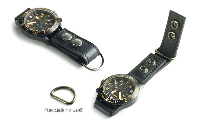 ぬめ革の時計ホルダー／Type-D（幅：20mm）ブラック