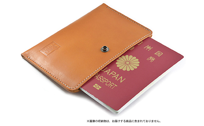 ぬめ革のパスポートケース／ストッパー付き バンナイズ 本革 ヌメ革