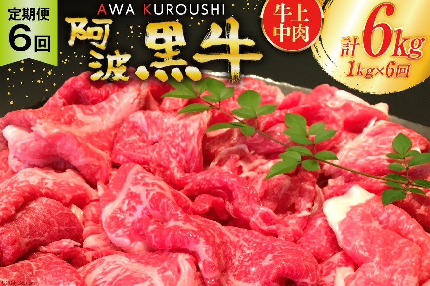 牛肉 6回 定期便 訳あり 阿波黒牛 切り落とし 牛上中肉 1kg 計 6kg [北島藤原精肉店 徳島県 北島町 29al0050] わけあり 国産 スライス 小分け 霜降り 冷凍 すき焼き すきやき カレー用 切落し 牛 肉 お肉 牛上中肉 交雑種 定期便
