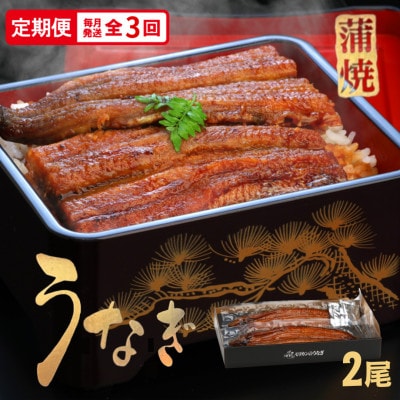 【毎月定期便】うなぎ蒲焼2尾入り(化粧箱入り)　地元老舗うなぎ加工会社より真空でお届け全3回【配送不可地域：離島】【4081407】