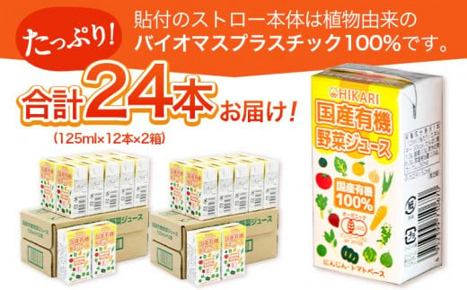 国産 有機 野菜ジュース 125ml×24本 光食品株式会社《30日以内出荷予定(土日祝除く)》徳島県 上板町 光食品 にんじん トマト かぼちゃ 青じそ 小松菜 エンサイ つるむらさき モロヘイヤ 玉ねぎ ゆこう すだち st-p