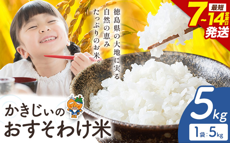 ＼7~14営業日以内に発送／もちもち美味しい！ かきじぃのおすそわけ米 精米 5kg 徳島県 上板町 お米 米 白米