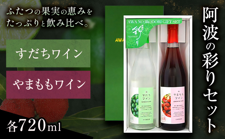 阿波の彩りセット W7 すだちワイン やまももワイン 各720ml 日新酒類株式会社《30日以内順次出荷(土日祝除く)》お酒 酒 ギフト プレゼント 送料無料 徳島県 上板町 ワイン 果実酒