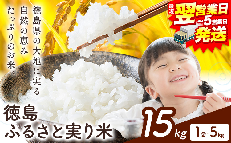 【最短翌営業日発送】もちもち美味しい！ 徳島ふるさと実り米 精米 15kg 徳島県 上板町 お米 米 白米