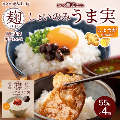 しょいのみ うま実 しょうが味 55g×4箱 醤油の実 調味料 おかず 発酵食品 徳島県 東みよし町【1740193】