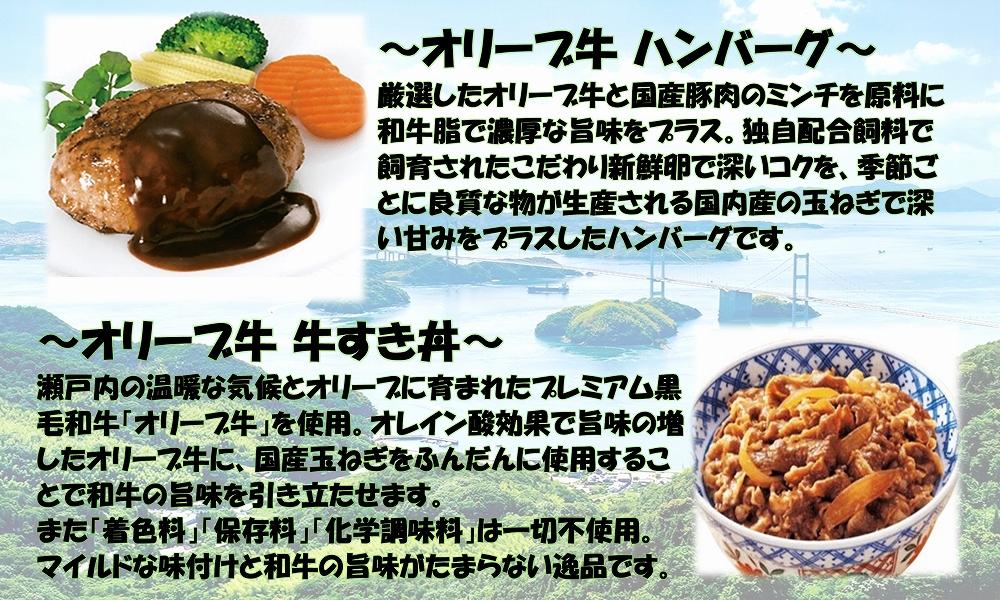 ≪大容量≫オリーブ牛　ハンバーグ20袋・牛すき丼10袋セット