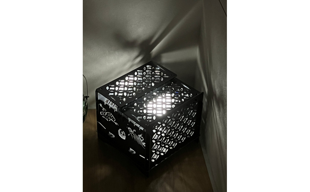 3WAY焚火BOX和柄スタンダードセット＋グリル鉄板S和柄4.5mm厚（オプション品）