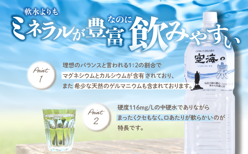 【6ヶ月定期便】計72本　希少天然還元水　空海の泉2L×6本×2ケース:香川県