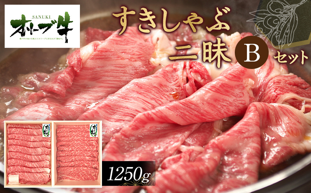 オリーブ牛すきしゃぶ二昧Ｂセット　1250g