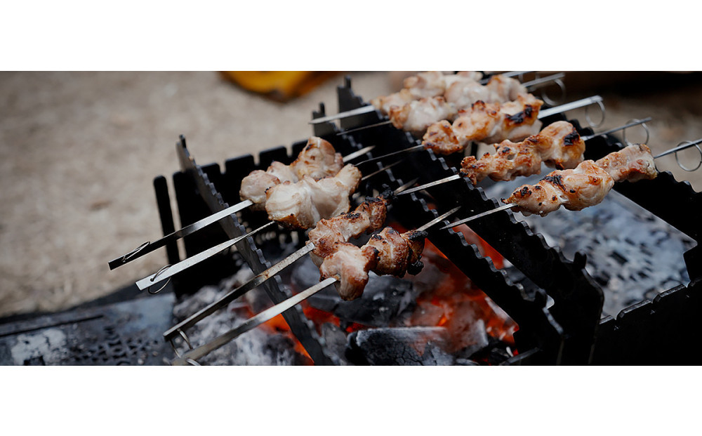 3WAY焚火BOXオルテガ柄 スタンダードセット＋グリル鉄板Sオルテガ柄4.5mm厚（オプション品）