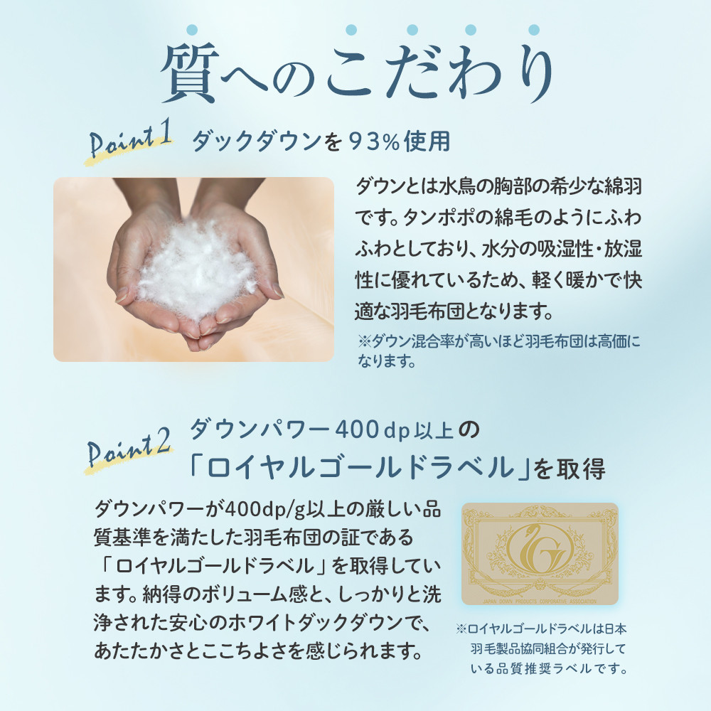 香川県高松市で製造　ダウン93%　羽毛ふとんBR