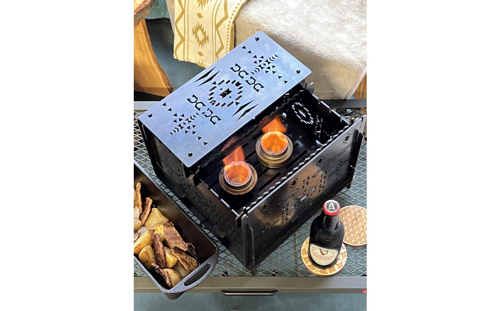 3WAY焚火BOXオルテガ柄 スタンダードセット＋グリル鉄板Sオルテガ柄4.5mm厚（オプション品）