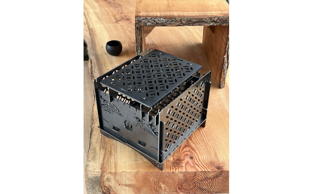 3WAY焚火BOX和柄スタンダードセット＋グリル鉄板L和柄4.5mm厚（オプション品）