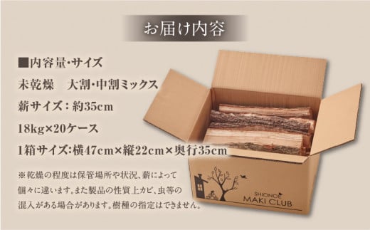 香川県産　未乾燥薪　18kg×20ケース