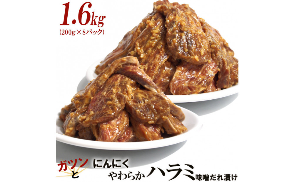 ガツンとにんにくやわらかハラミ味噌だれ漬け1.6kg（200g×8）