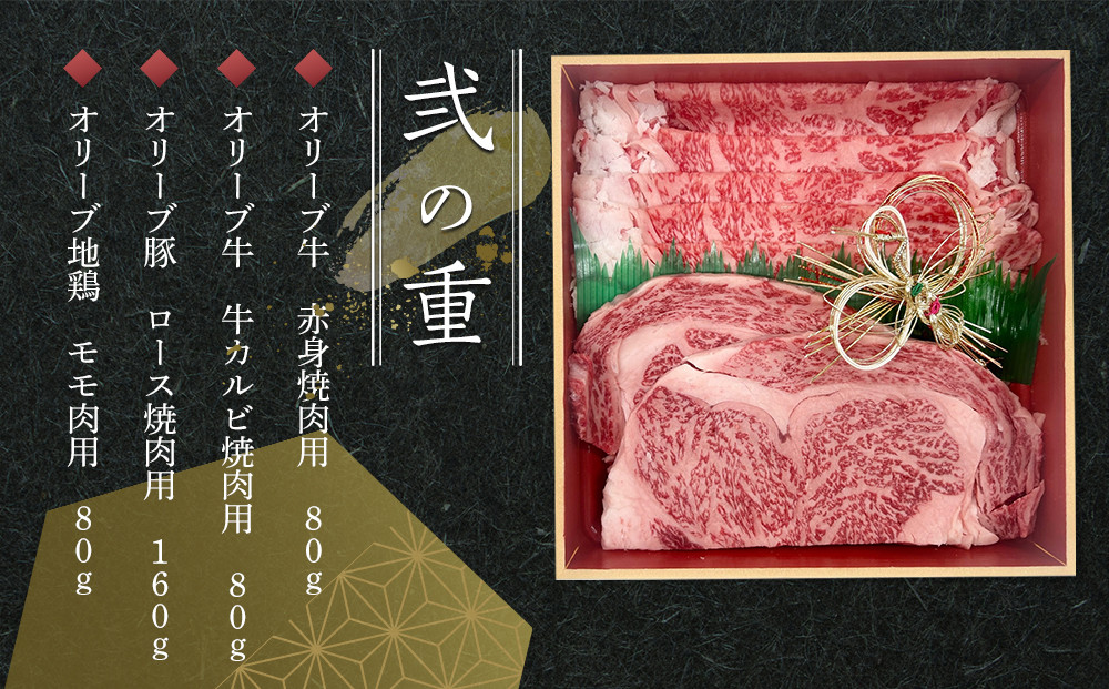 オリーブ三畜　肉おせち重　1000g