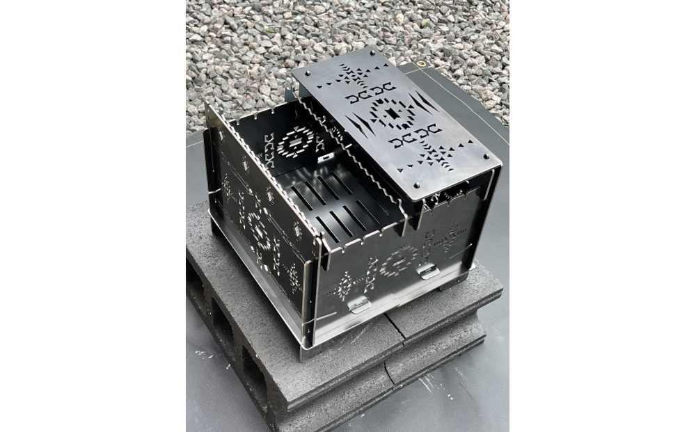 3WAY焚火BOXオルテガ柄 スタンダードセット＋グリル鉄板Sオルテガ柄4.5mm厚（オプション品）