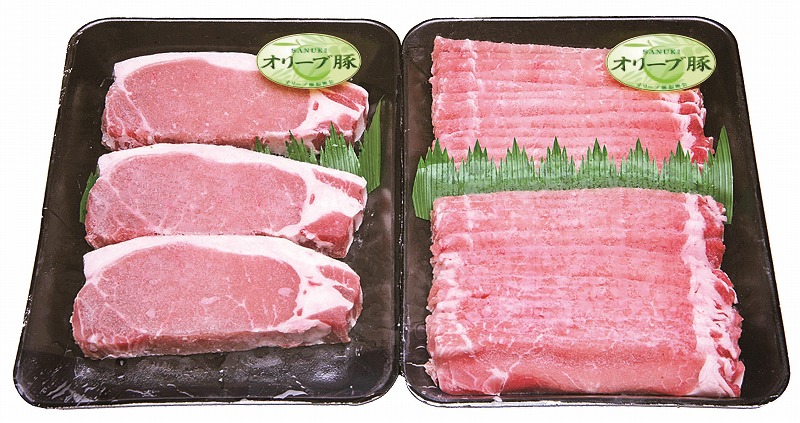 オリーブ豚ロースステーキ＆スライスセット