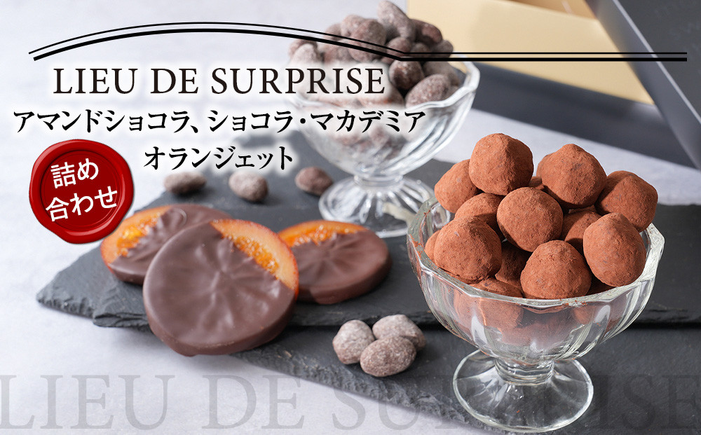 ［Pâtisserie LIEU DE SURPRISE］アマンドショコラ、ショコラ・マカデミア、オランジェット詰め合わせ