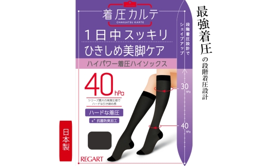 【メディックピエドシリーズ】高着圧ハイソックス MP-HS320 M23-25cm ブラック