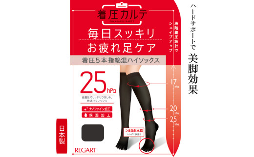 【メディックピエドシリーズ】着圧5本指綿混ハイソックスMサイズ ブラック ソックス くつした 靴下 日用品 美容 着圧ソックス 生活用品 健康用品 健康グッズ スポーツ 旅行 トラベル