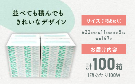 ボックスティッシュ 100箱 100Wタイプ 北欧風デザイン ティッシュペーパー ティッシュ ボックスティシュ ティシュペーパー 日用品 消耗品 生活用品 常備品 衛生用品 生活応援 消耗品 まとめ買い 防災 備蓄 必需品 生活雑貨 おしゃれ かわいい ふるさと納税 ふるさと納税ティッシュ ふるさと納税日用品