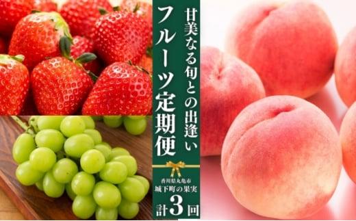 フルーツ 定期便 3回　旬に出逢う城下町の果実 定期配送 いちご 桃 シャインマスカット ぶどう 果実 果物 フルーツ 旬のフルーツ フルーツギフト フルーツ定期 フルーツ定期便 果物定期 果物定期便 人気果物 人気フルーツ 香川県 丸亀市