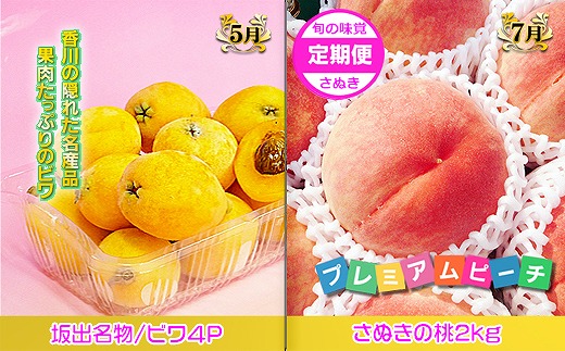 坂出産のフルーツとさぬきの特産品の定期便4回【Cコース】