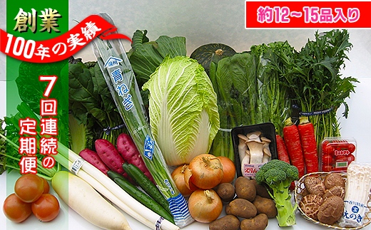 〈定期便7回〉創業100年！老舗の八百屋がチョイスした厳選やさいと旬の果物の詰め合わせ