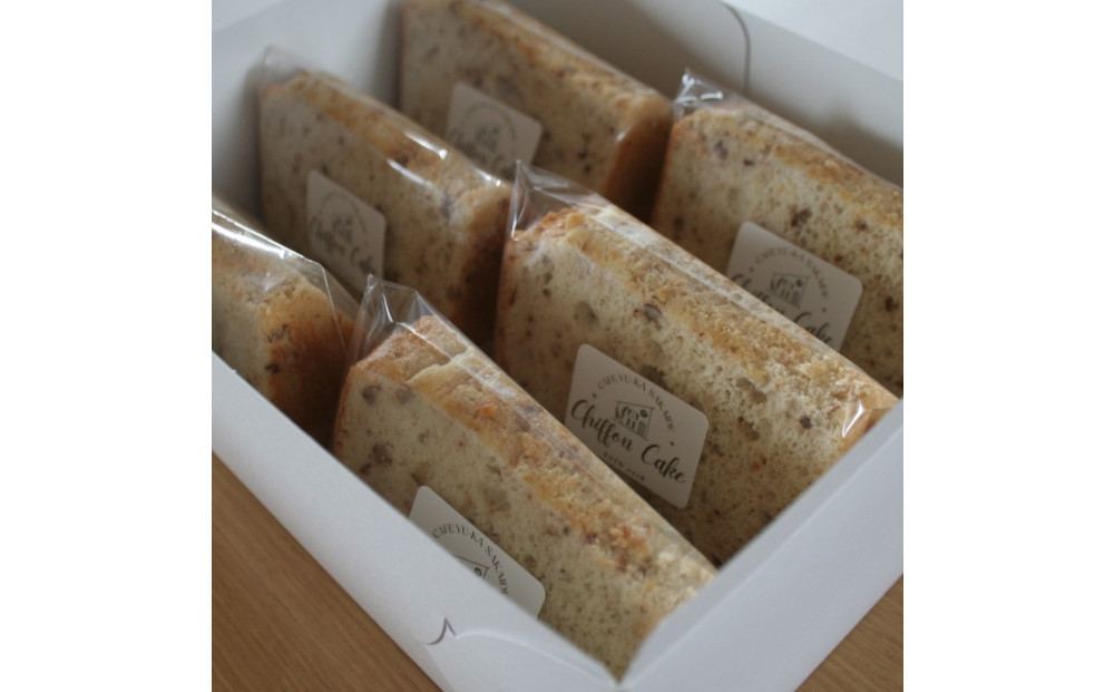 【Cafe悠花】カットシフォンケーキ　くるみ　6個セット