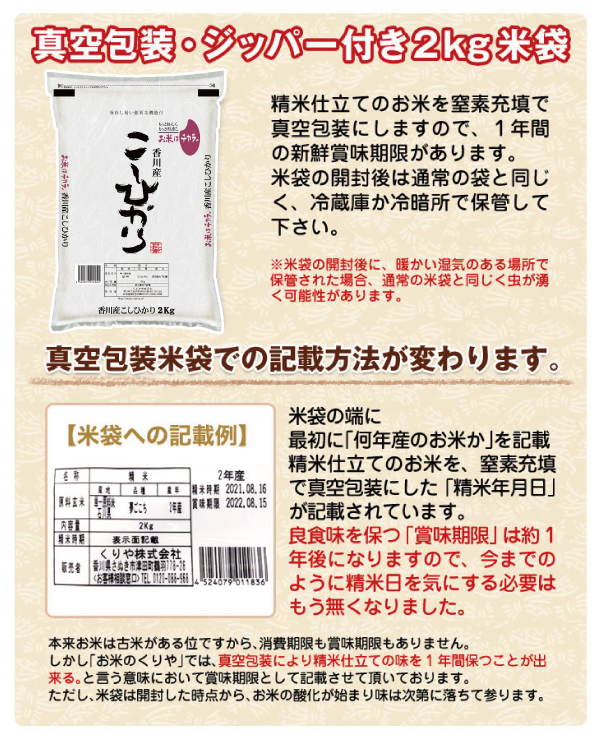 香川県産｢コシヒカリ｣ 12㎏（2kg×6袋）／２０２３年産