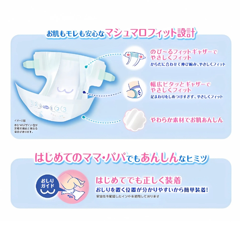 ムーニー マシュマロ肌ごこちモレ安心 Sサイズ 70枚×2パックセット おむつ テープタイプ ベビー 赤ちゃん ユニ・チャーム 