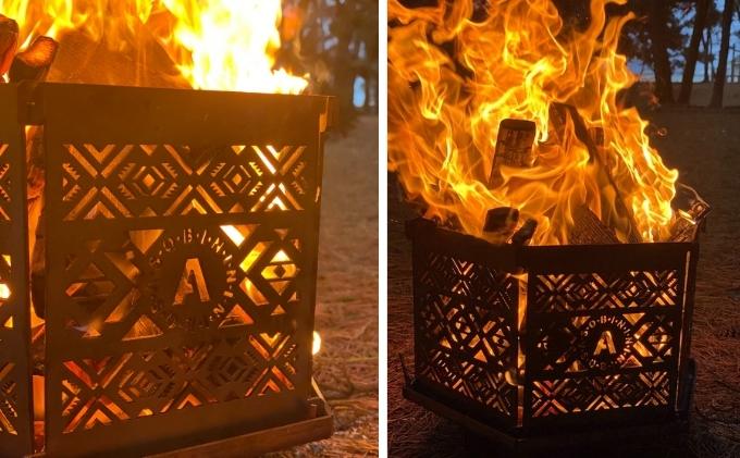 火DOCKS 鉄製 焚き火台 焚火台 キャンプ アウトドア 六角形 オリジナル 組み立て式 手提げ付き 