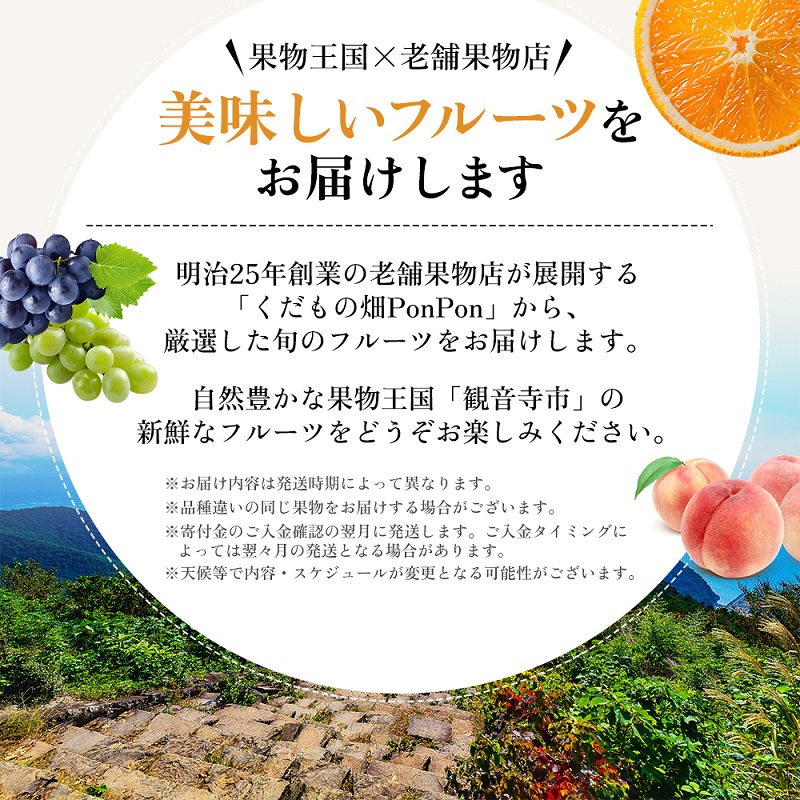 専門店厳選！旬を見極めた、厳選フルーツ詰合せ【観音寺セット】 果物 旬の果物 旬のフルーツ お楽しみ デザート 食後 国産 観音寺産 