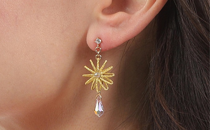 水引ピアス・金（スワロフスキー付）お祝い ギフト アクセサリー お花 